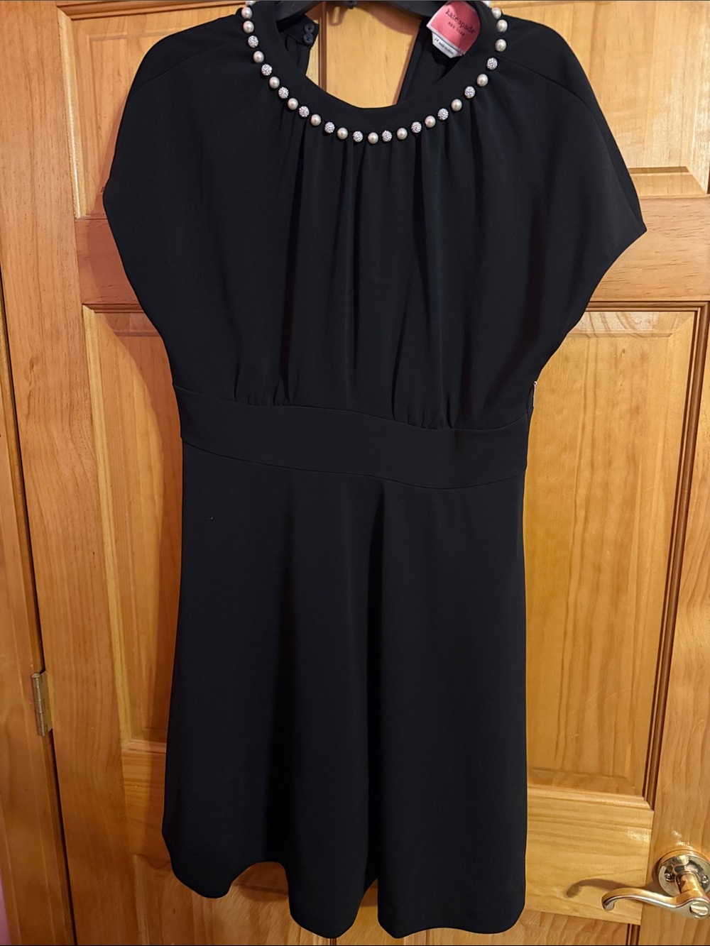 kate spade Black Pearl-Trimmed A-Line Dress